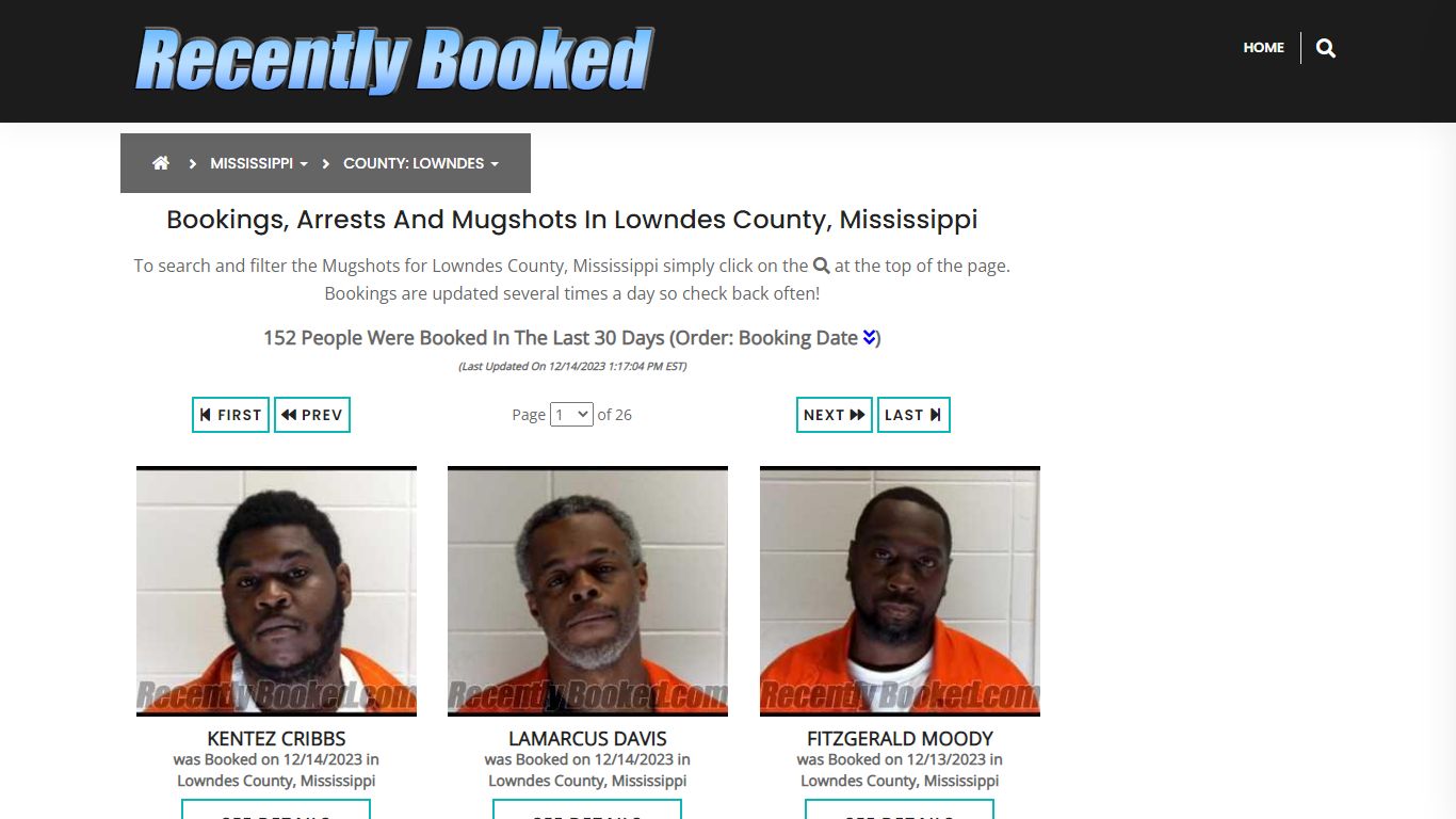 Bookings, Arrests and Mugshots in Lowndes County, Mississippi